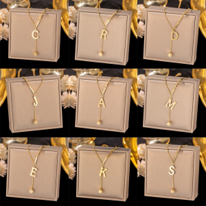 Titanium Steel Initial Necklaces Letter Pendant for Women Accessories Jewelry
