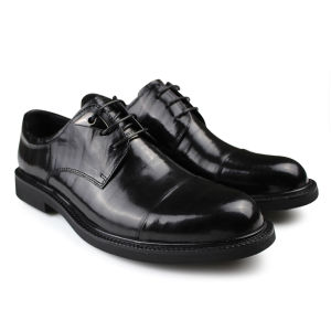 High-End Leather Mens Business Formal Shoes Comfortable round Toe British Style Three-Panel Derby Spring Autumn Seasonal Wear