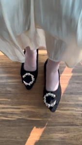 Non-slip Soft Pointed Toe Loafers Shoes for Women Fashion Black Shoes