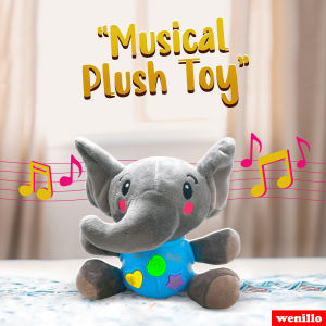 7-Inch Plush Elephant and Bear Musical Toys with Lights and Sounds for Kids