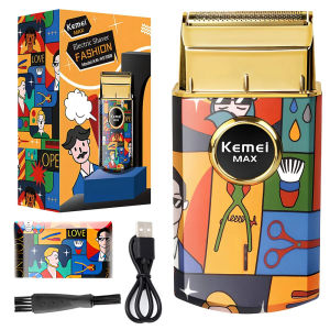 Kemei | Kemei Titanium Double Foil Reciprocating Electric Shaver Professional Barber Finishing Razor Graffiti Pattern for Men KM-RS7098