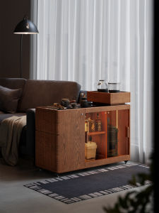 DONGMU | Mobile Side Table with Integrated Water Heater Marble Finish Wooden Design