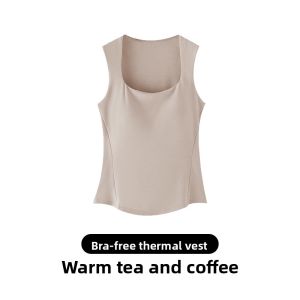 MiiOW | Red Warm Underwear Autumn Winter Square Neck Strapless Camisole with Built-in Padded Bra
