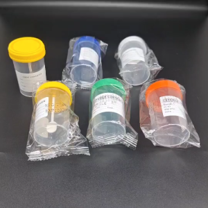 Specimen 60 ml sterile กระปุกฉี่ 60 มิลลิลิตร ปราศจากเชื้อ / 10 ชิ้น/แพ็ค ฝาเหลือง/ฝาแดง