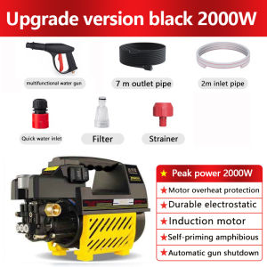 2200W Household high-pressure car washer automatic car washer portable water gun washer 220V pump wall noise is low with induction motor summer cleaning artifact,Give away full set of accessories discount luxury style original store