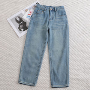 Slim Straight Leg Jeans Womens New Style Pear Shape High Waist plus Size Fat MM Slim Small Nine Point Smoke Tube Pants