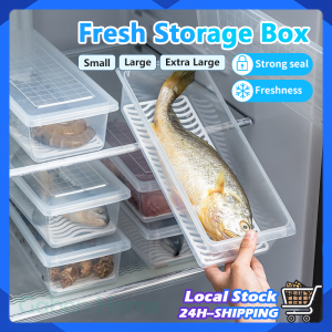 Refrigerator Drain Fresh-Keeping Box Rectangular with Lid Meat Vegetables Freeze Food Preservation Kitchen Sealed Box