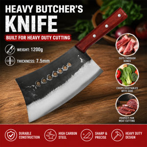 Japanese Kitchen Knife Thickened Heavy Butcher Knife Kitchen Knife Japanese Knife Steel Commercial Bone Cutting Knife Traditional Chefs Chopper Cooking Knives Forged Fish Head Chop Bone Knife Kitchen Hand Forged Meat Cleaver Forged Kitchen Knife