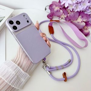 Ốp Lưng TPU Vân Da Cho iPhone Pro Max 17/16/15/13/14/12/18 Kèm Dây Đeo Chéo Có Thể Điều Chỉnh Chống Sốc Bảo Vệ Ống Kính