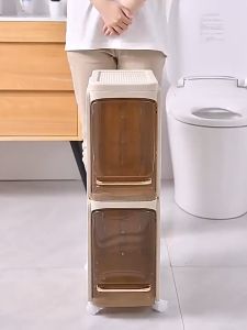 Locker Drawer Cabinet Storage Cabinet 20.5cm wide 1/2/3/4/5 layers Gap Plastic Drawer Cabinet  Storage Box Slim Drawer With Wheels Bathroom Organizer Cabinet Kitchen Storage