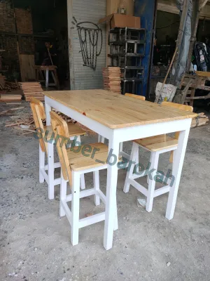 (031). set meja kursi makan set meja cafe meja resto kayu Jati Belanda