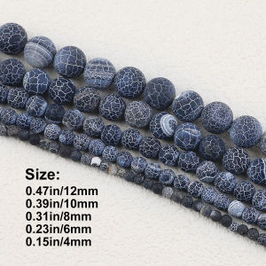 Natural Stone Black Weathered Agate Beads Round Loose For Jewelry Charms Bracelet Necklace Handmade Making DIY 4 6 8 10 12mm
