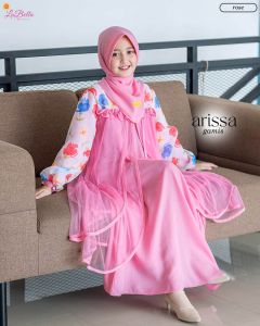 GAMIS PINK ARISSA LABELLA MOTIF BUNGA LUCU PESTA LUCU 5-10 TAHUN