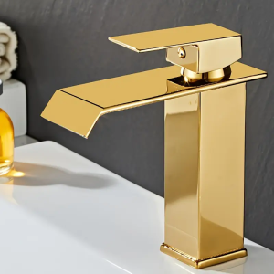 Luxury Glam Style Waterfall Bathroom Sink Faucet - 304 Stainless Steel Cold and Hot Water Mixer Tap with Chrome Finish