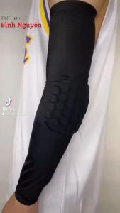 Băng bảo vệ Đầu Gối - Khuỷu Tay bóng rổ có Đệm Tổ Ong (1 chiếc) màu đen trắng chống tuột loại dài ngắn đàn hồi tốt khớp