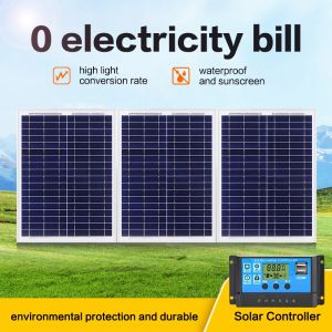 SENDA Solar Panels 200/400W 18Volt PV With 10A/20A/30A PWM Solar Charge Controller Set Waterproof Lightning Solar Module Cell Panel Monocrystalline Silicon Power Generation Panel