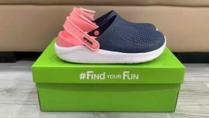 Giày sục crocs chuẩn xịn chống hôi chân nhựa tế bào êm mềm bền đi mưa lội nước đi biển literide màu navy cam