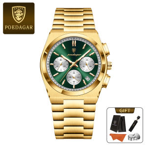 POEDAGAR Chính Hãng Đồng hồ nam dây đeo bằng thép không gỉ lịch dạ quang không thấm nước 970