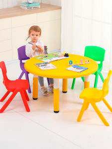 Kindergarten Tables and Chairs Plastic Childrens Study Desk Early Education round Table Household Baby Drawing Toy Book Table Liftable