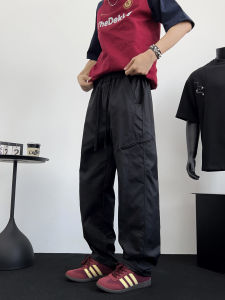 Quần Dài Ống Đứng Phong Cách Mỹ Mùa Hè Mỏng Cỡ Lớn Có Dây Rút Quần Dài Thể Thao Rộng Rãi Cho Nam