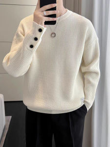 Autumn Winter Thickened Mens Knitted Sweater Fashionable Inner Wear Base Layer Shirt Warm Cozy Modern Style Long Sleeve round Neck