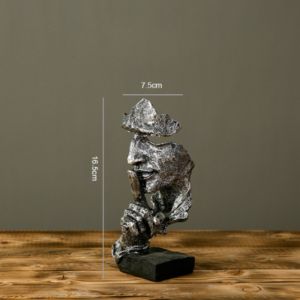 17cm Home Decor Abstract Silence Is Gold Figurine Resin Hand Face Silent Men Statue Sculpture Home Office Living Room Decoration