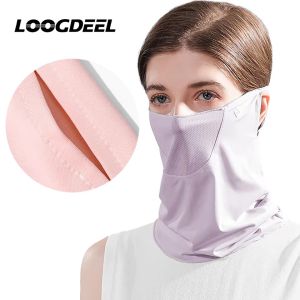 LOOGDEEL Neck UV Protection Face Cover Sunscreen Face With Brim Outdoor Cycling Sun Protection Summer Sunscreen Ice Silk Mask