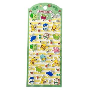 Bandai | Genuine Anime Pokemon Stickers Kawaii 3D Pikachu Squirtle Decals Girls Toys Cartoon Bubble Paste The Reward Sticker Gifts