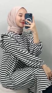 CARLINA – Tunik Lurik Salur Helena Kasual Dress Wanita