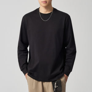 Áo Thun Nam Tay Dài Cotton Nguyên Chất 270g Mùa Thu 2025 Phong Cách Mới Đơn Giản Cổ Tròn Thường Ngày