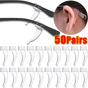 50Pairs Anti-slip Silicone Eyeglass Ear Grip / Transparent Elastic Eyeglasses Leg Ear Hook / Comfortable Soft Eyeglasses Grip Retainer / Eyeglasses Temple Tips Sleeve