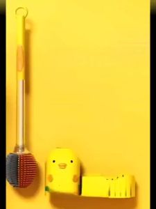 Toilet Brush Double-sided Silicone Brush Head Fence ToiletBrush No Punching Wall Hanging Refillable Toilet Brush