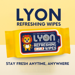 LYON Refreshing Wipes (8 Sheets Travel Size | Pocket-Friendly | 150mm × 200mm) – Alcohol-Free | Balanced pH | Sulfate Free