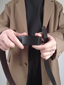 Men Formal Automatic Buckle Belt Elegant Matte Black Men Leather Belt Genuine Leather Automatic Buckle Belts Formal Tali Pinggang Kulit Lelaki