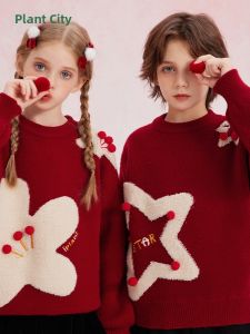 iplant | Limited Edition Red Sweater for Children 2025 Autumn Winter New