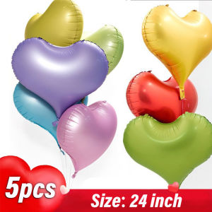YESPERY 5pcs 24inch Herat Balloon Happy Birthday Valentines Day Aluminum Foil Balloons Globos For Wedding Birthday Party Decorations