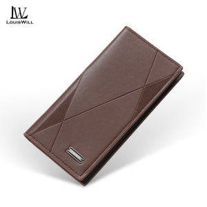 LouisWill Mens Long Wallet Soft PU Embossed Line Ultra-thin Wallet Multi-Functional Large Capacity Purse Multi-Card Position ID Credit Cards Holders Coins Pouch Casual Long Coin Purse