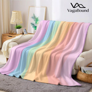BILIBILI | Pastel Rainbow Wavy Stripe Flannel Blanket Warm Soft Halloween Christmas Decorative Couch Warm Cozy All-Season Gift