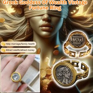 Greek Goddess Of Wealth Vintage Fortune Ring Adjustable Unique Vintage Design Open Ring希腊幸运女神财富戒指