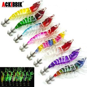 1pc Glow Simulation Shrimp Fishing Lure Jumping Shrimp Fishing Lure Saltwater Cuttlefish Fishing Accessories Squid Jig Lure