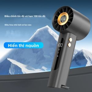 USB Sạc Quạt Cầm Tay Di Động Để Bàn Siêu Mạnh Gió Có Thể Điều Chỉnh Tốc Độ 1-100 Cấp Độ Hiển Thị Mức Pin Quạt Nhỏ