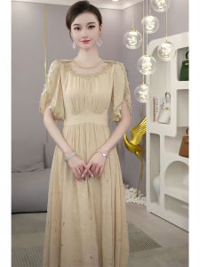 2024 Summer New Arrival French Slim Looking Elegant Socialite Classy Goddess Temperament Fancy Champagne Dress Children