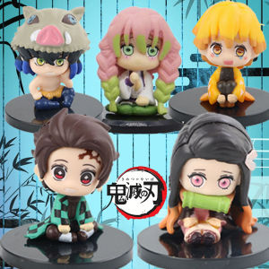 Bandai | 4-15pcs Anime demon slayer kimetsu no yaiba figure kamado tanjirou action figure agatsuma zenitsu nezuko warrior pvc model toys