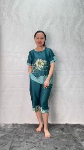 Đồ bộ mặc nhà trung niên lụa Latin đồ lụa quần lở đồ mặc nhà trung niên cho mẹ size lớn từ 50 - 75 kg E102