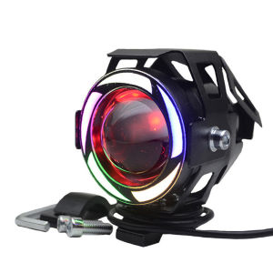 รถจักรยานยนต์ Spotlight Angel Eyes สีสันแฟลชเลเซอร์ดัดแปลง DEVIL Eye ไฟหน้า U7 คู่หมอกสําหรับ Suzuki Bmw HONDA