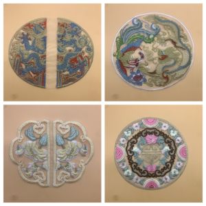 Decorative Embroidered Patch Chinese Style round Split Self-Sewn Folklore Motif Floral Design Fabric Accessories for Sewing DIY