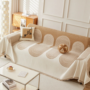 Topstar Double Sided Chenille Sofa Cover Blanket with Tassel Aesthetic Couch Slipcover Sofa Protector Towel Home Decor
