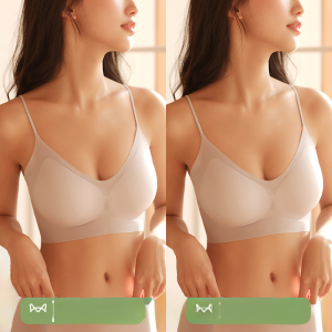 Miiow | Ice Silk Strapless Bra Womens No Steel Ring Anti-Sagging Underwear Fixed Strap 3/4 Cup V-Neck Summer Bralette Seamless Solid