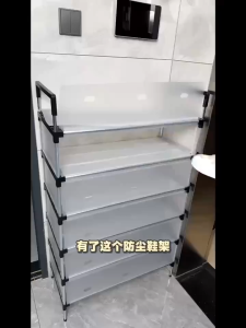 🔶Simple Dustproof Shoe Cabinet 3/6 Layer With Cover Shoe Rack Stackable Shoe Box Multifunctional Storage Rack3/6Layer Shoe Rack Stainless Steel Stackable Shoes Organizer Storage Stand COD