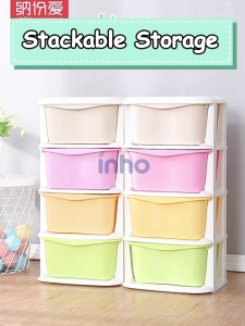 INHO L36cm (3-6 Layers) Kid Clothes Multipurpose Plastic Drawer Storage Cabinet/Rack With Wheels